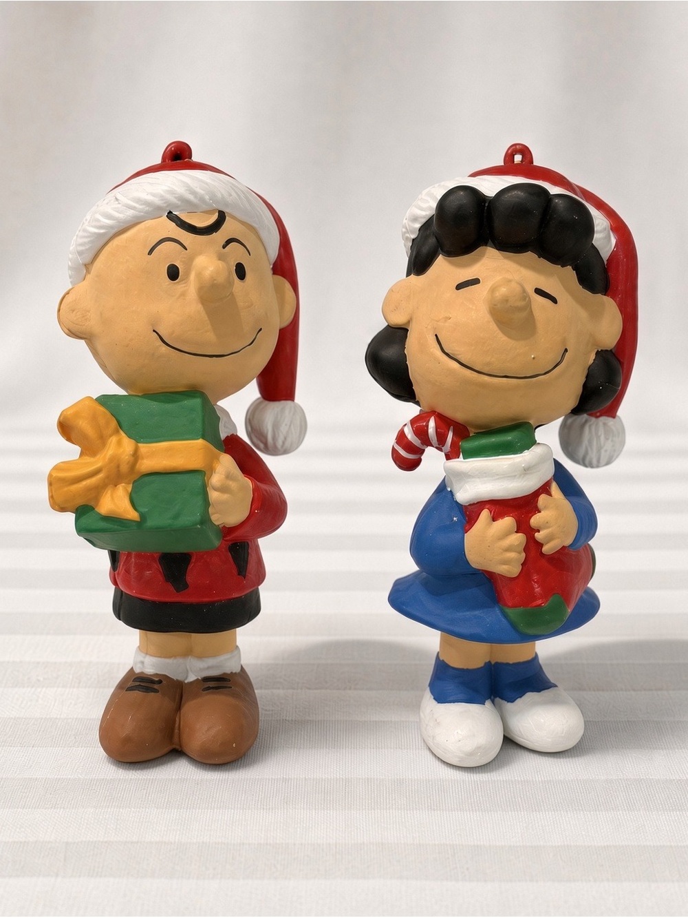 Peanuts Charlie Brown and Lucy Plastic Holiday Ornament Set - Red, Green